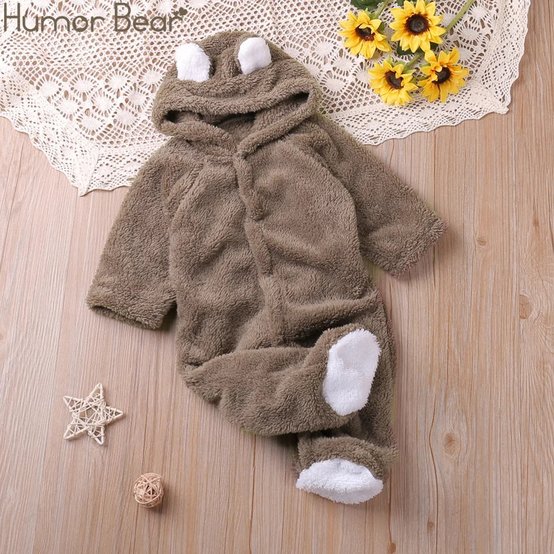 Humor Bear Cartoon Long Sleeve Playsuit for Baby Boys & Girls - Autumn/Winter Jumpsuit