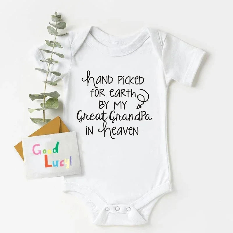 "Hand Picked For Earth" Newborn Bodysuit - Unisex Cotton Romper for Baby Girls & Boys