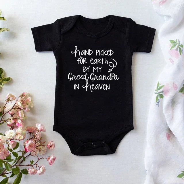 "Hand Picked For Earth" Newborn Bodysuit - Unisex Cotton Romper for Baby Girls & Boys